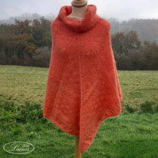 Poncho 3 fils Mohair et Soie corail
